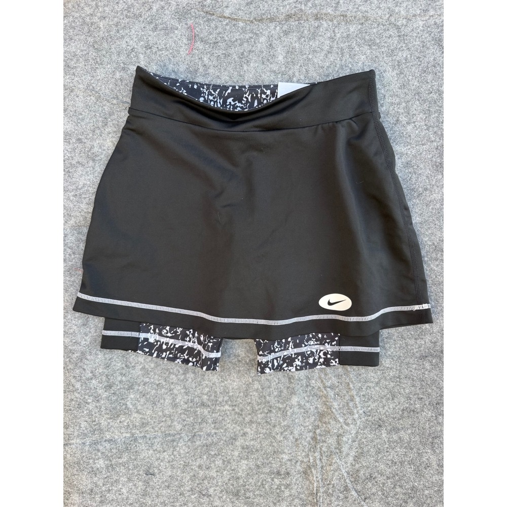 Nike Girls' Dri-FIT Icon Clash 2-in-1 Training Skirt Black White Size Large EUC